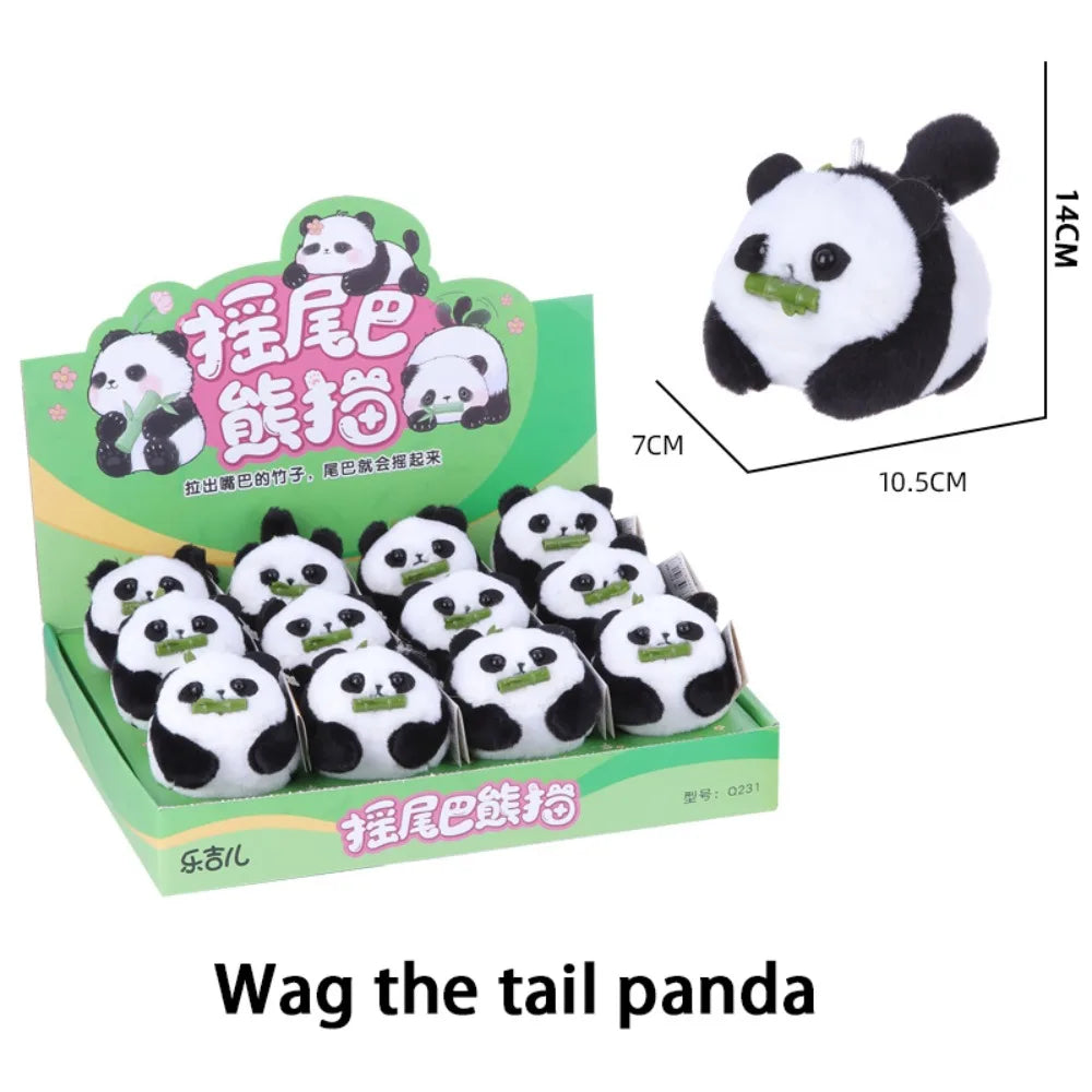 Wagging Tail Wag Its Tail Toy Plush Doll Cartoon Animal Toy Tail Wagging Panda Doll Kawaii Funny Pulling Rope Panda Doll Kids