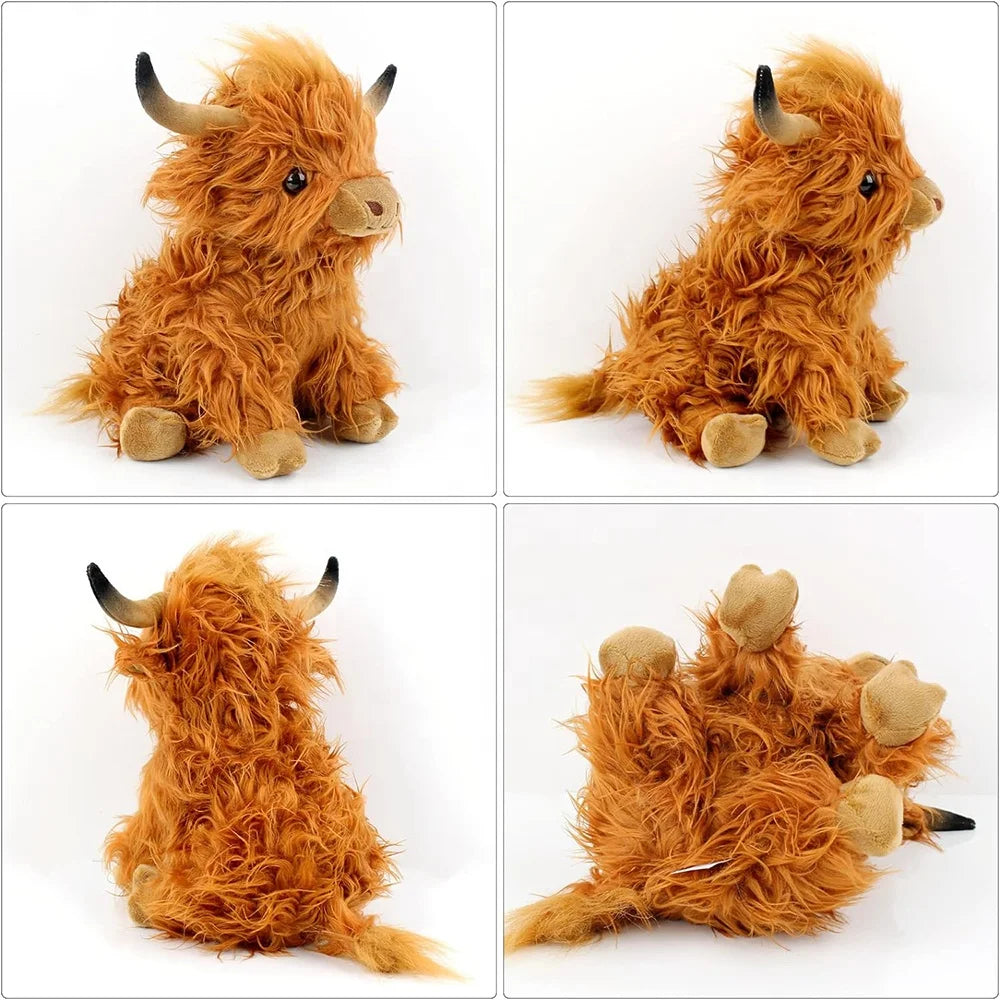 27cm Cute Highland Cow Plush Toys Stuffed Animal Toy Dolls Simulation Long Hair Cow Plush for Kids Birthday Gift Home Decoration