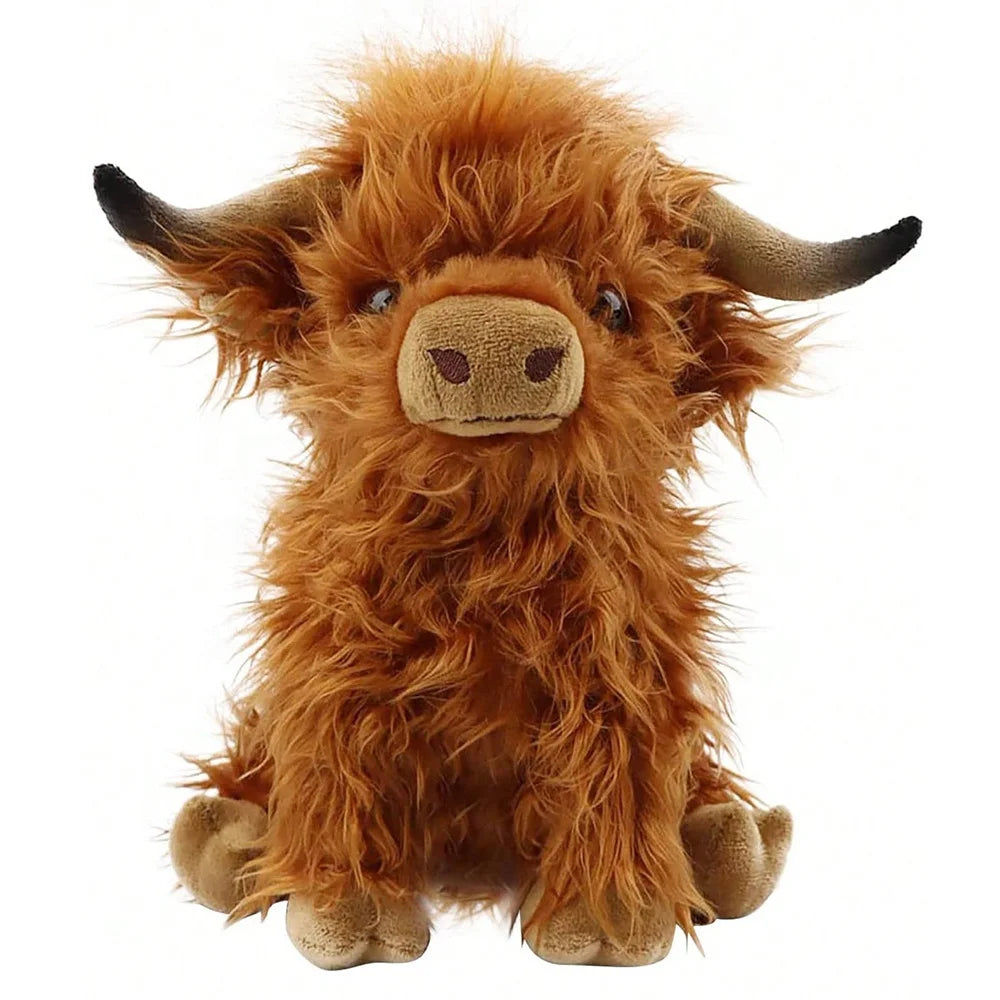 27cm Cute Highland Cow Plush Toys Stuffed Animal Toy Dolls Simulation Long Hair Cow Plush for Kids Birthday Gift Home Decoration