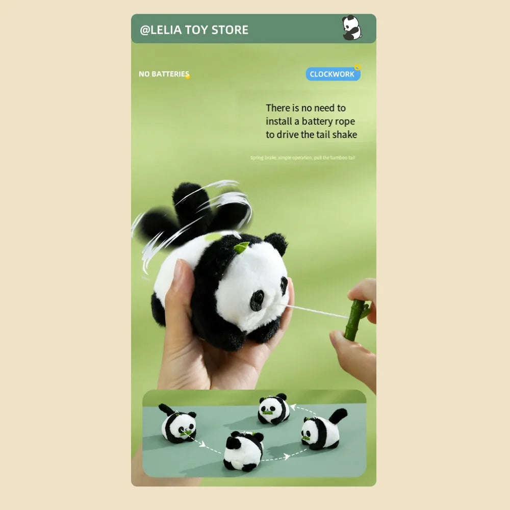 Wagging Tail Wag Its Tail Toy Plush Doll Cartoon Animal Toy Tail Wagging Panda Doll Kawaii Funny Pulling Rope Panda Doll Kids